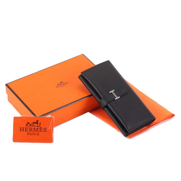 Cheap Fake Hermes Bearn Japonaise Tri-Fold Wallet A308 Black - Click Image to Close